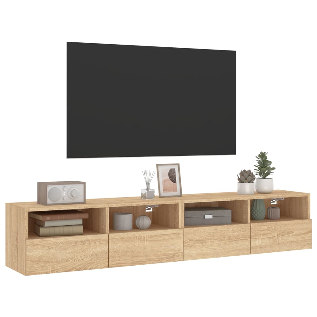 Comode TV de perete, 2 buc., stejar sonoma, 80x30x30 cm, lemn GartenMobel Dekor