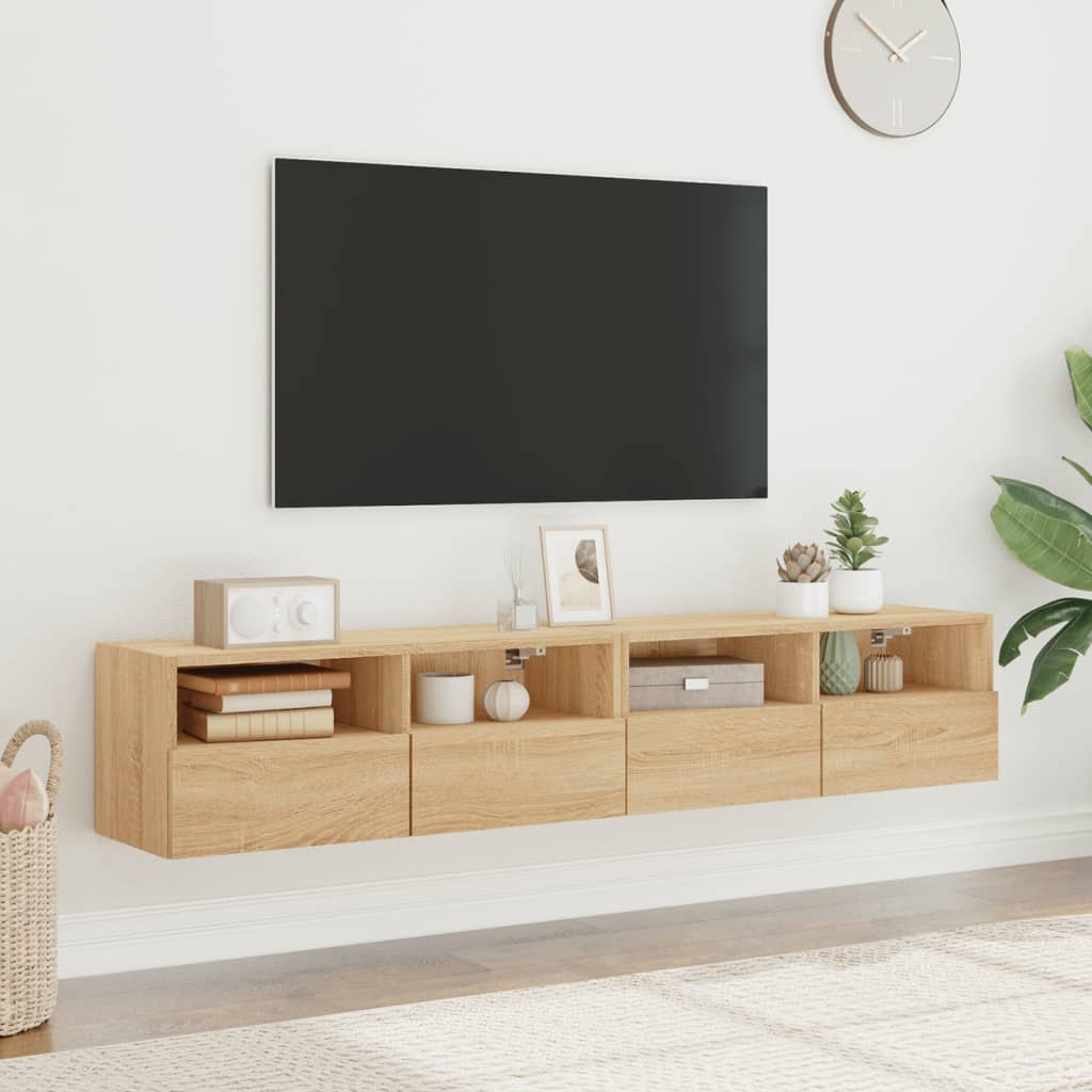 Comode TV de perete, 2 buc., stejar sonoma, 80x30x30 cm, lemn GartenMobel Dekor