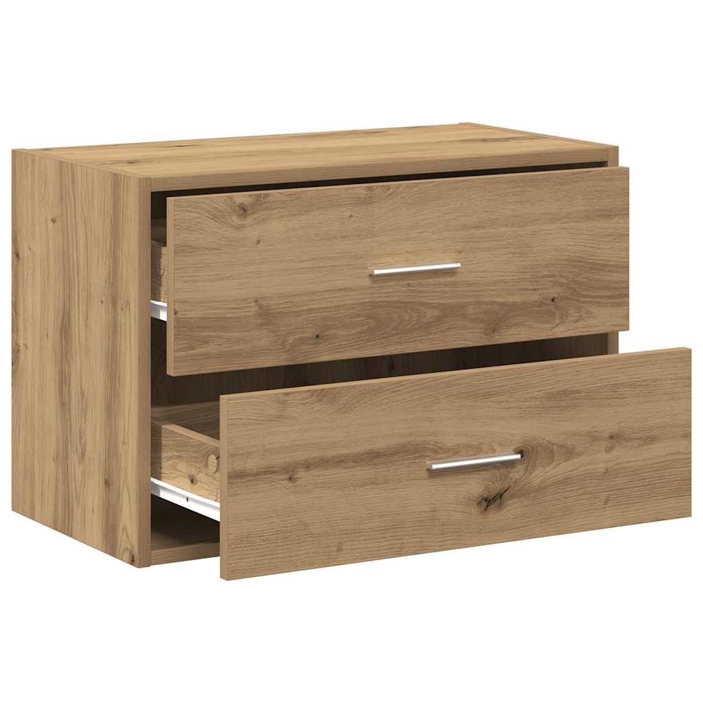 Dulap cu 2 sertare Stejar artizanal 60x31x40 cm Lemn prelucrat GartenMobel Dekor