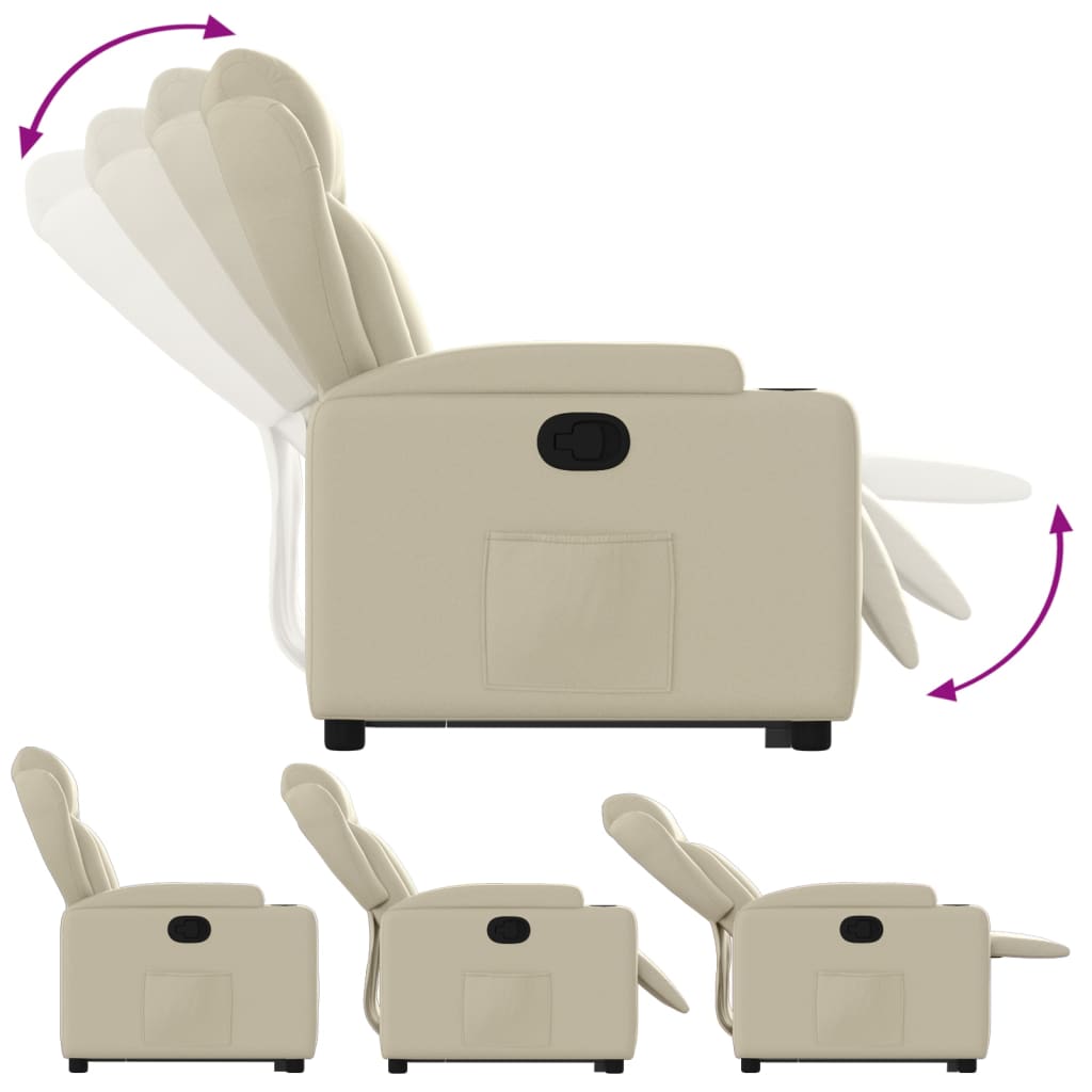 Fotoliu rabatabil cu ridicare, crem, piele ecologică GartenMobel Dekor