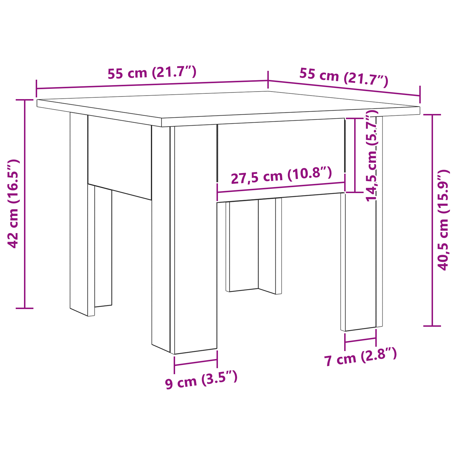 Masă de cafea Stejar negru 55 x 55 x 42 cm GartenMobel Dekor