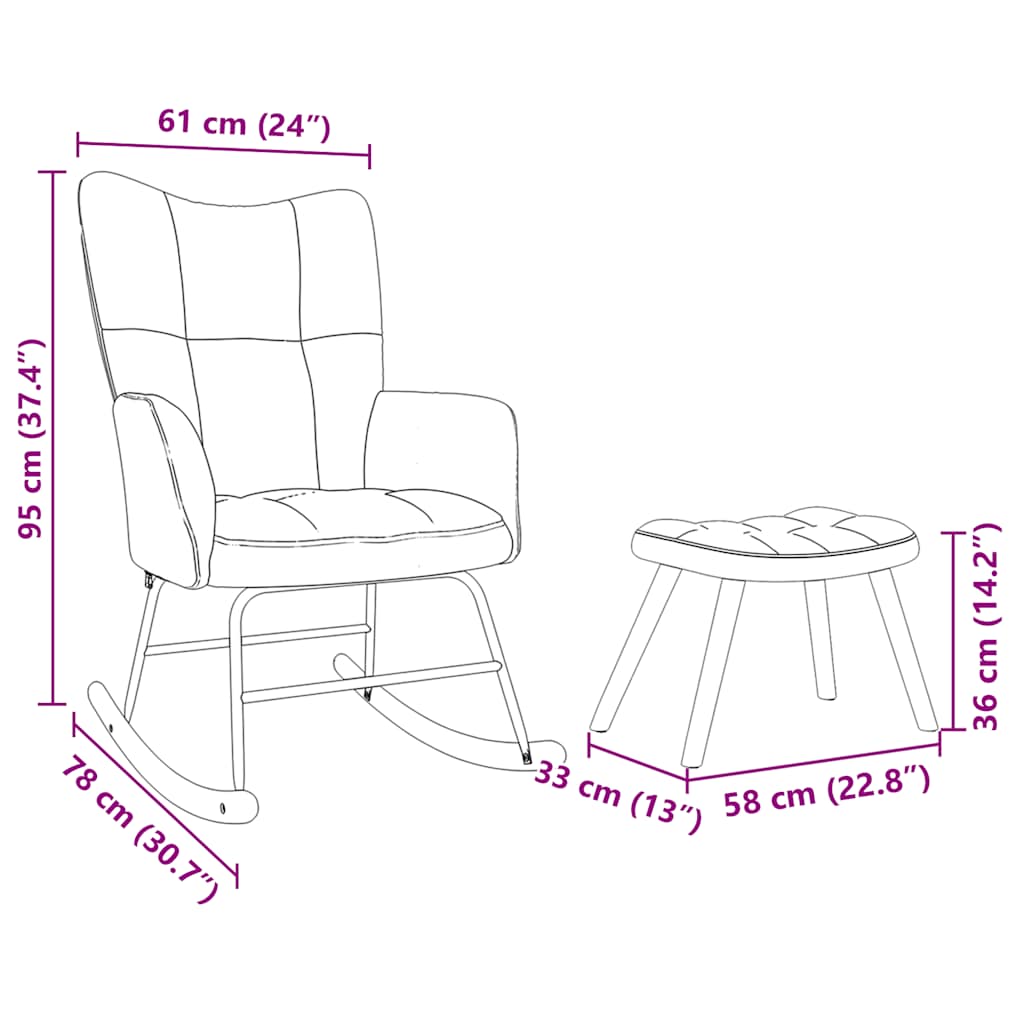 Scaun balansoar cu taburet, gri taupe, material textil GartenMobel Dekor