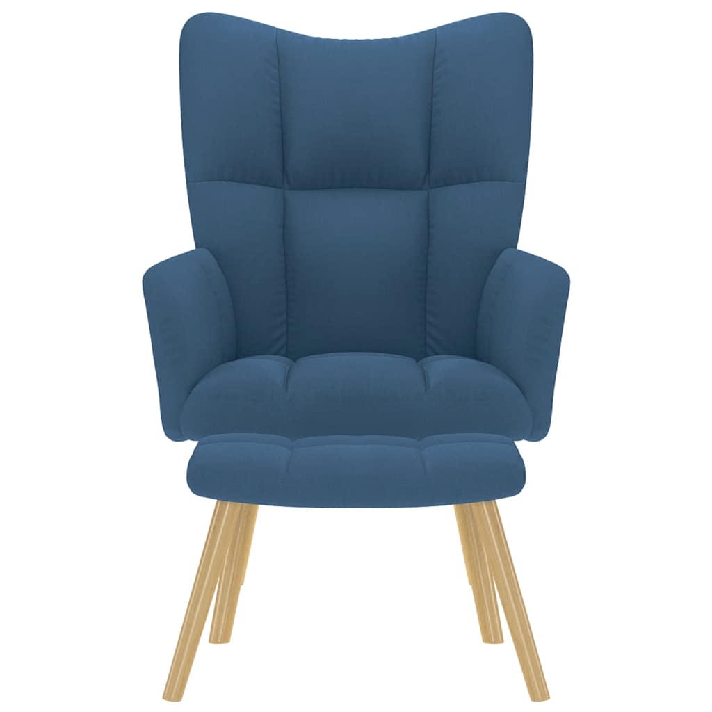 Scaun de relaxare cu taburet, albastru, textil GartenMobel Dekor