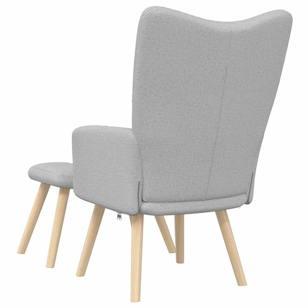 Scaun de relaxare cu taburet din material gri nor GartenMobel Dekor