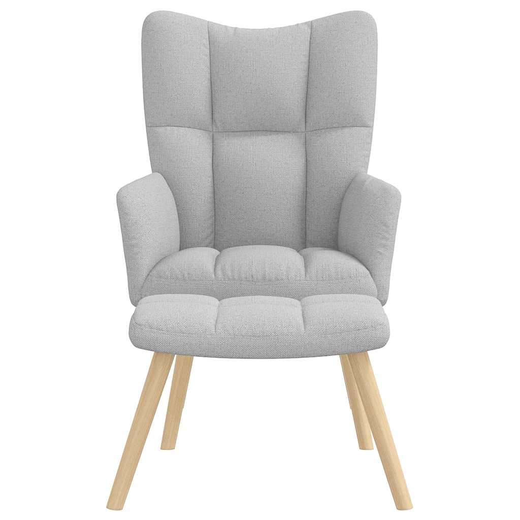 Scaun de relaxare cu taburet din material gri nor GartenMobel Dekor