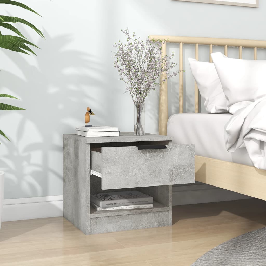 Noptiere, 2 buc., gri beton, lemn prelucrat GartenMobel Dekor