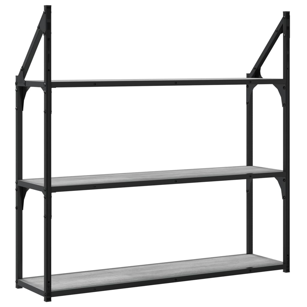 Raft cu 3 niveluri, gri sonoma, 80x21x78,5 cm, lemn prelucrat GartenMobel Dekor