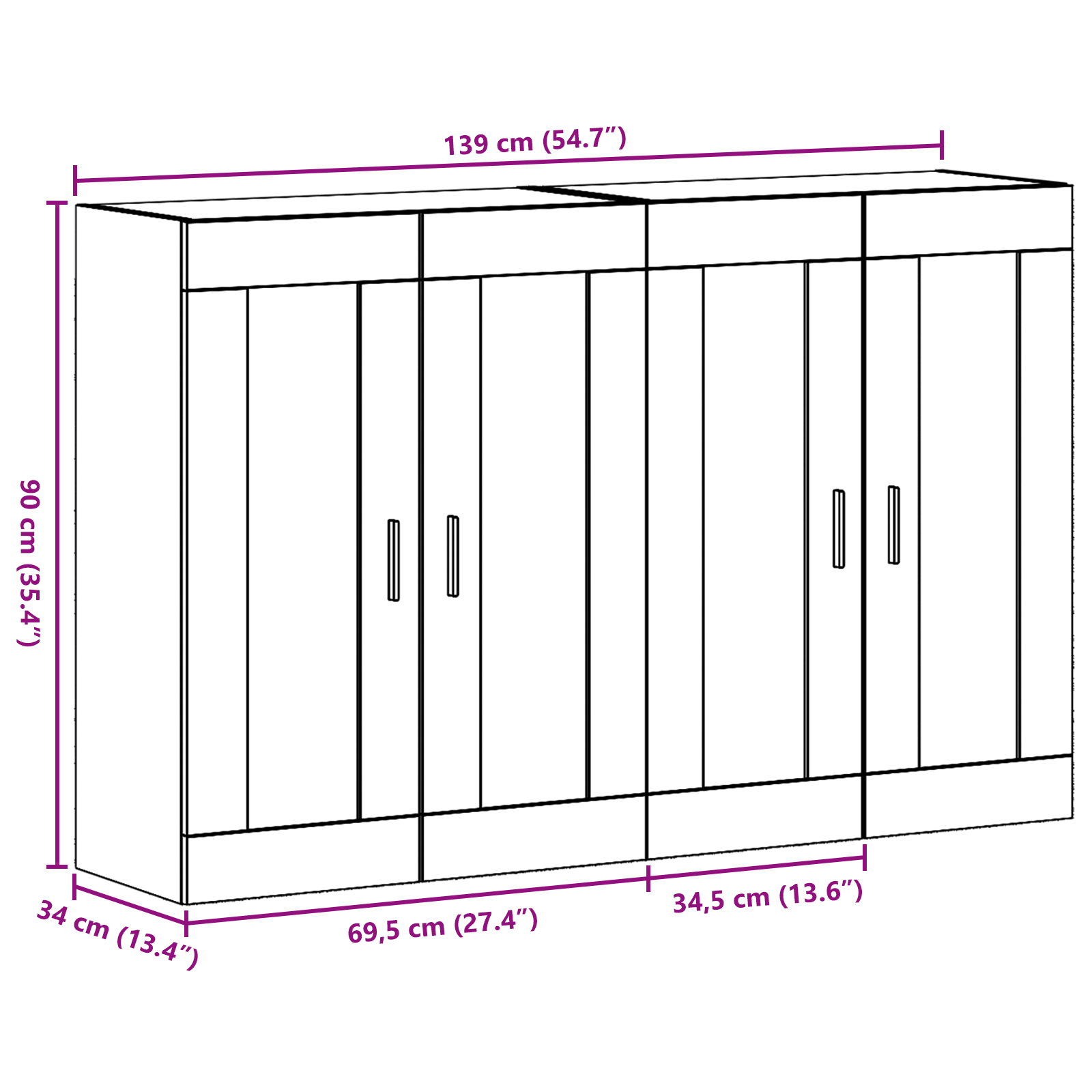 Cabinete Montate pe Perete 2 buc Lemn Vechi 69.5x34x90 cm Lemn Prelucrat GartenMobel Dekor