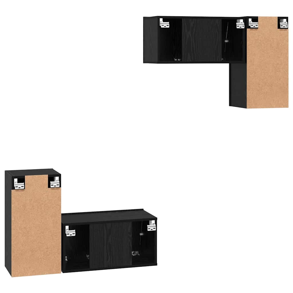 Set Cabinet TV cu raft cu depozitare cu ușă 4 pcs Stejar negru 60 x 30 x 30 cm GartenMobel Dekor