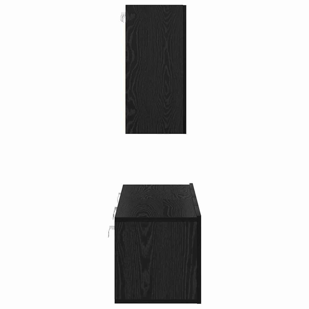 Set Dulap TV cu raft cu depozitare cu ușă 4 pcs Stejar negru 120 x 30 x 30 cm GartenMobel Dekor