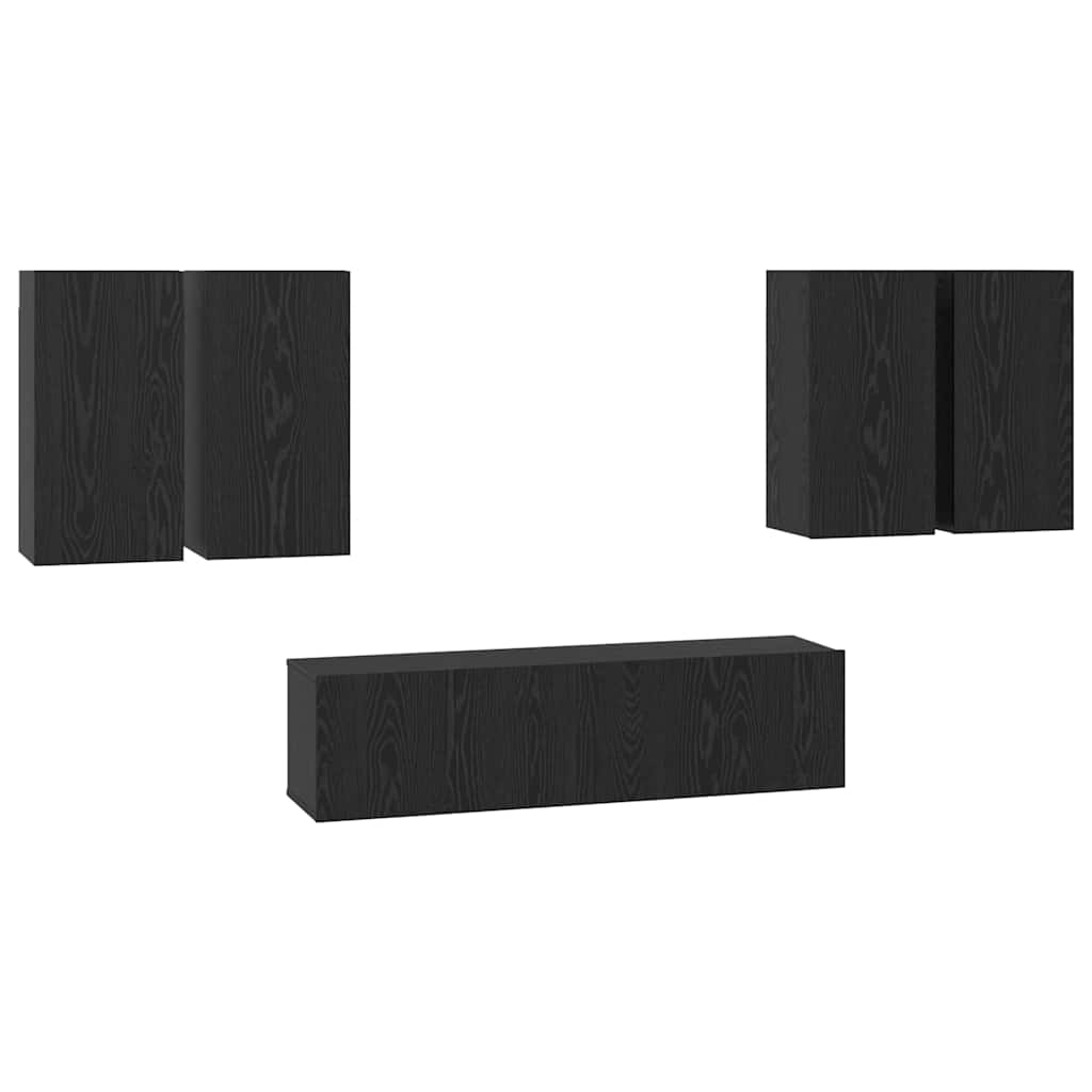 Set comodă TV 6 pcs Stejar negru 60 x 30 x 30 cm Lemn compozit GartenMobel Dekor