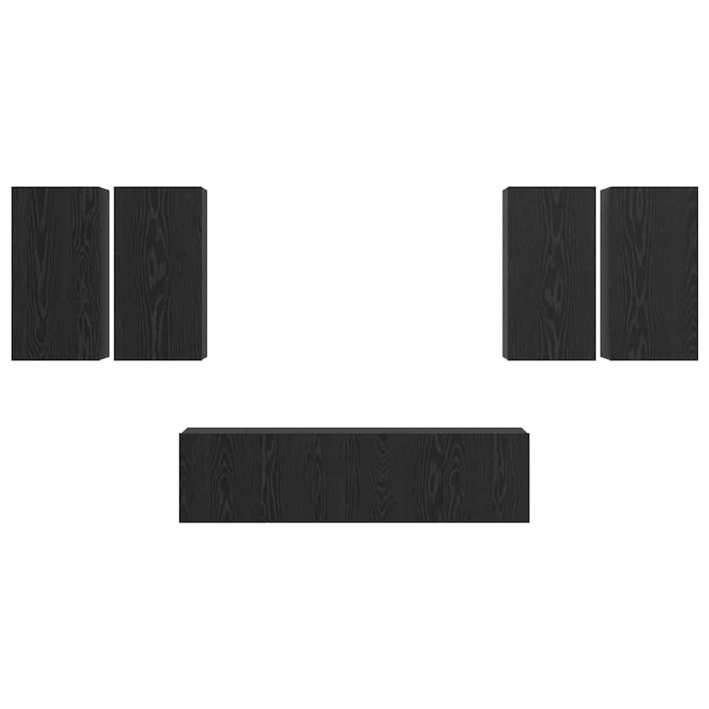 Set comodă TV 6 pcs Stejar negru 60 x 30 x 30 cm Lemn compozit GartenMobel Dekor