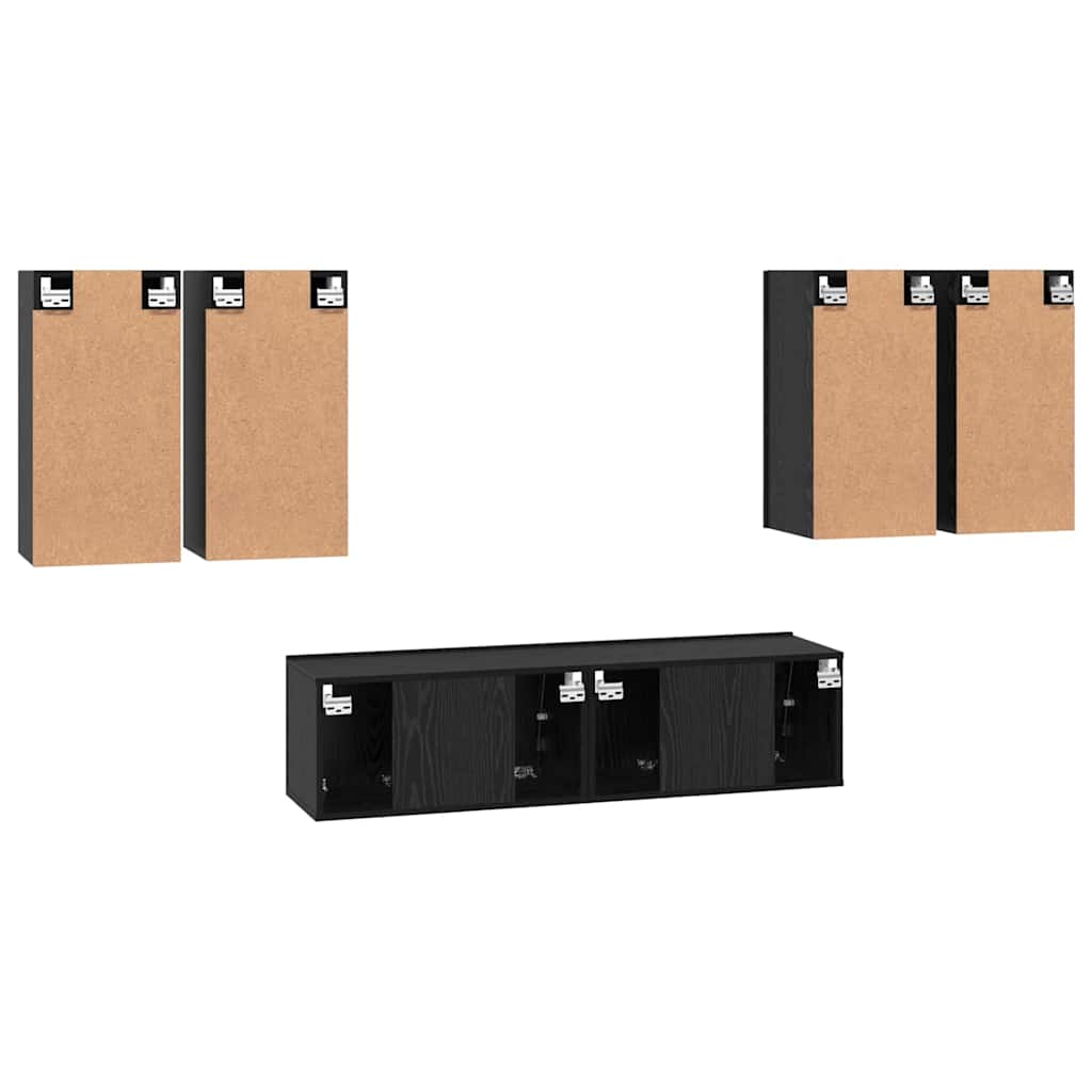 Set comodă TV 6 pcs Stejar negru 60 x 30 x 30 cm Lemn compozit GartenMobel Dekor