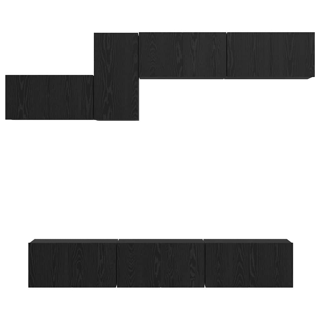 Set comodă TV 7 pcs Stejar negru 60 x 30 x 30 cm Lemn compozit GartenMobel Dekor