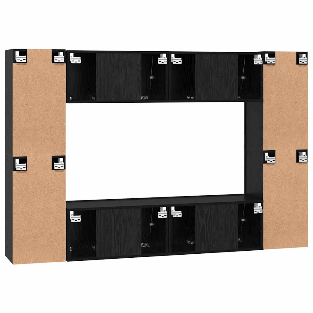 Set comodă TV cu raft 8 pcs Stejar negru 181 x 30 x 120 cm GartenMobel Dekor