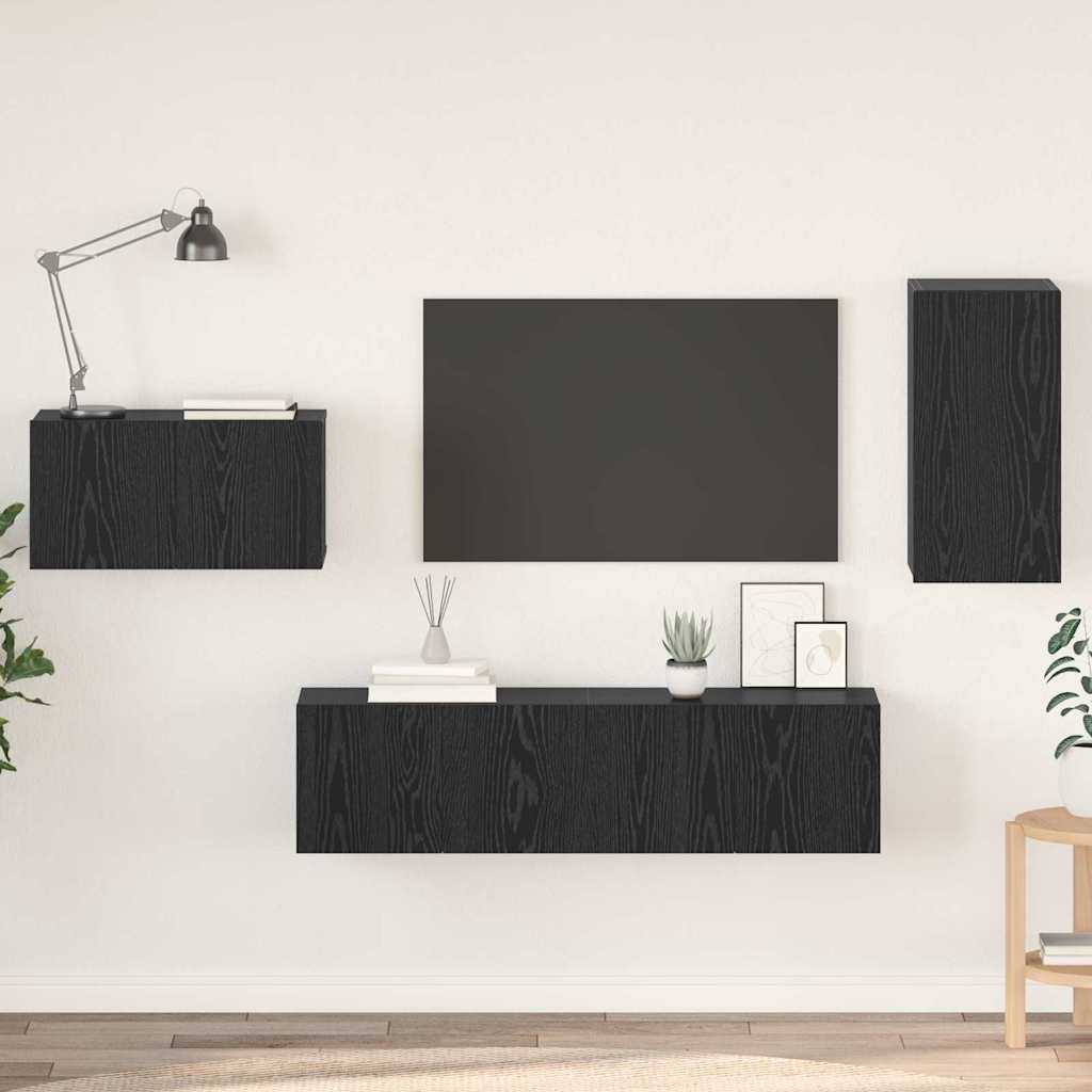 Set comodă TV cu raft Altele 4 pcs Stejar negru 30.5 x 30 x 60 cm GartenMobel Dekor