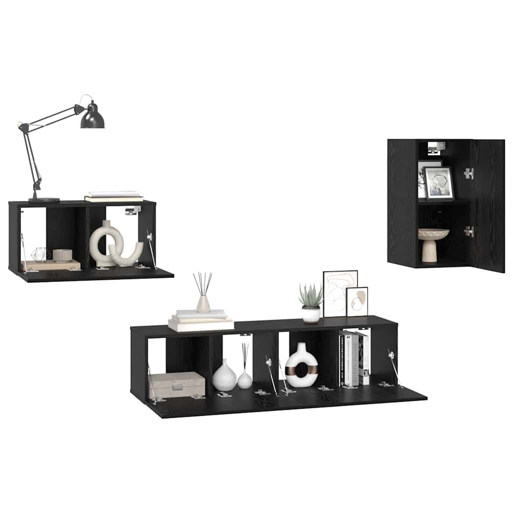 Set comodă TV cu raft Altele 4 pcs Stejar negru 30.5 x 30 x 60 cm GartenMobel Dekor