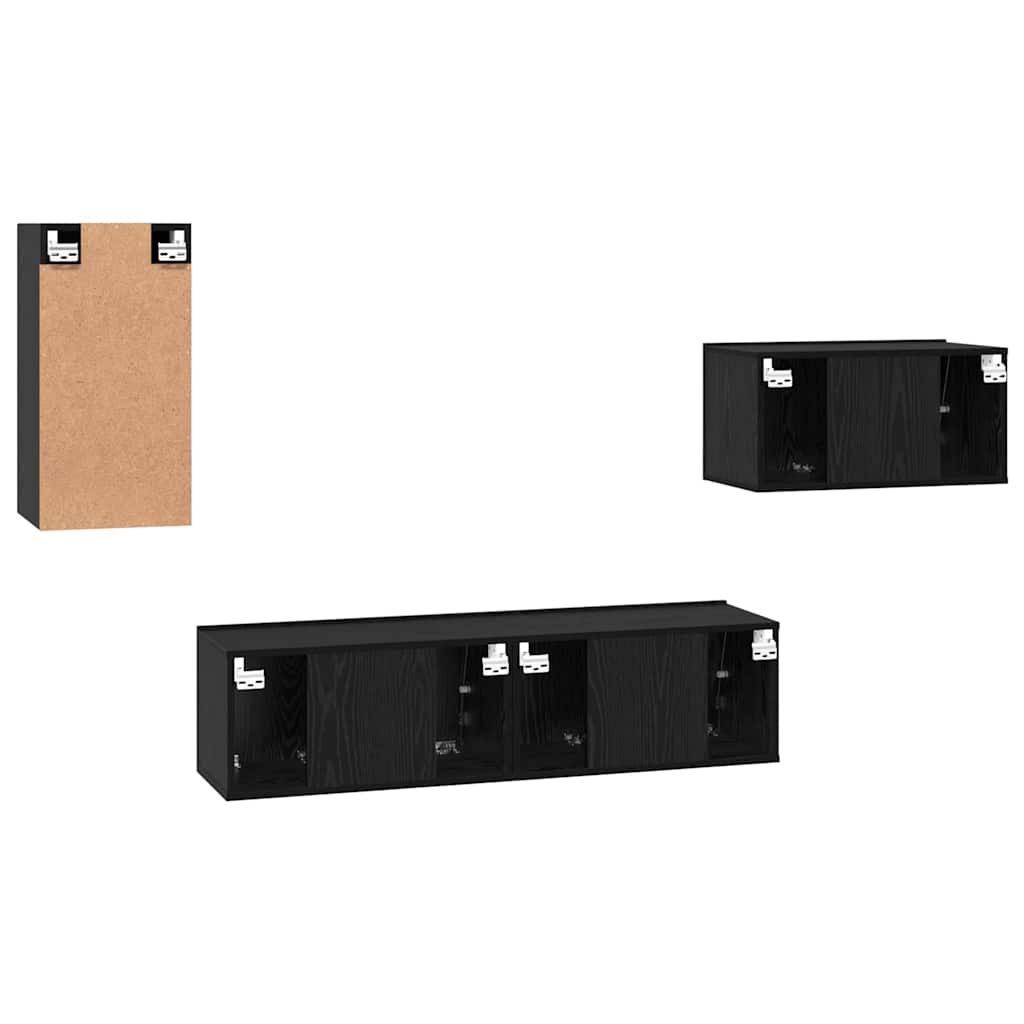 Set comodă TV cu raft Altele 4 pcs Stejar negru 30.5 x 30 x 60 cm GartenMobel Dekor