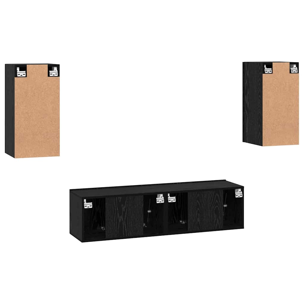 Set comodă TV cu raft Altele 4 pcs Stejar negru Mediu 60 x 30 x 30 cm GartenMobel Dekor