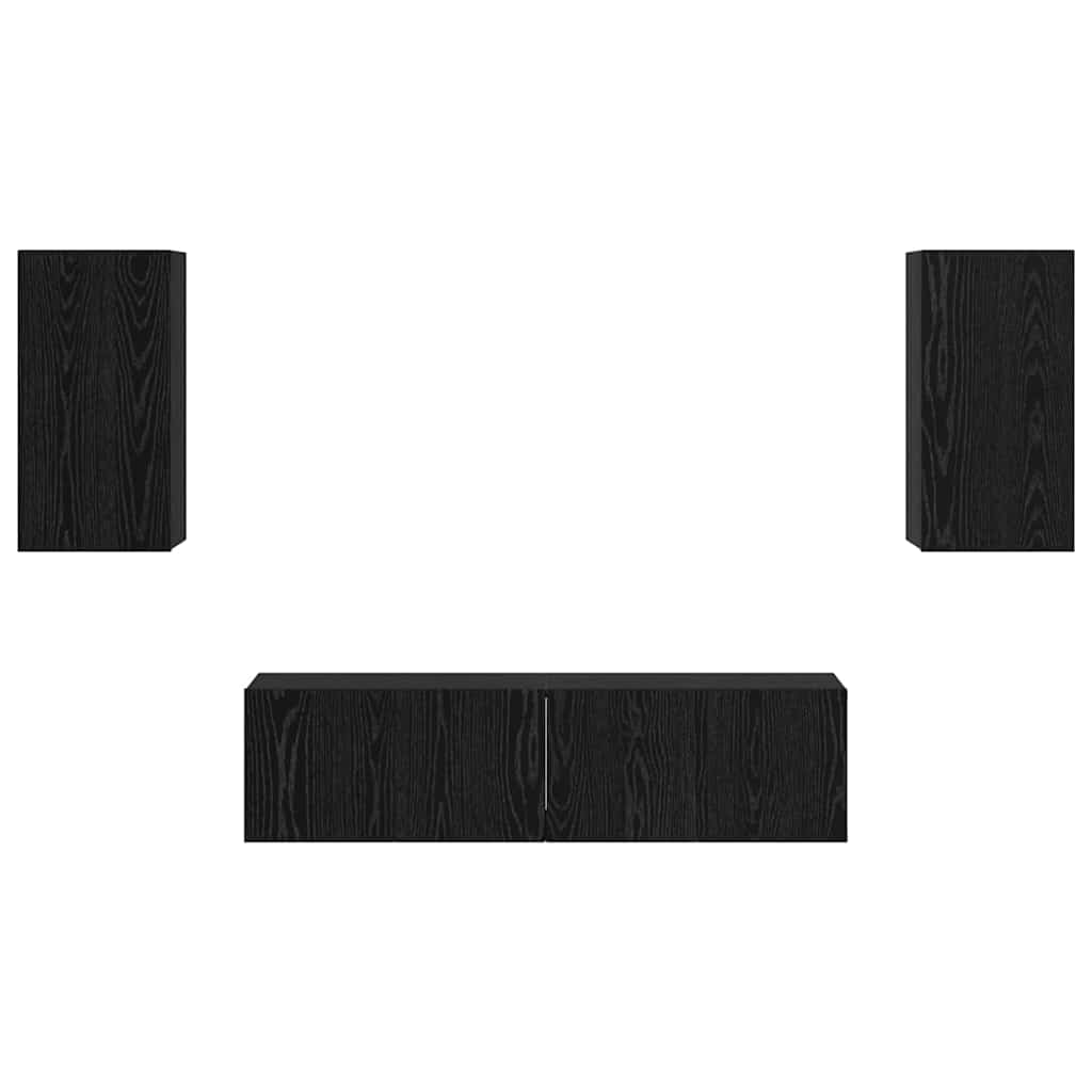 Set comodă TV cu raft Altele 4 pcs Stejar negru Mediu 60 x 30 x 30 cm GartenMobel Dekor