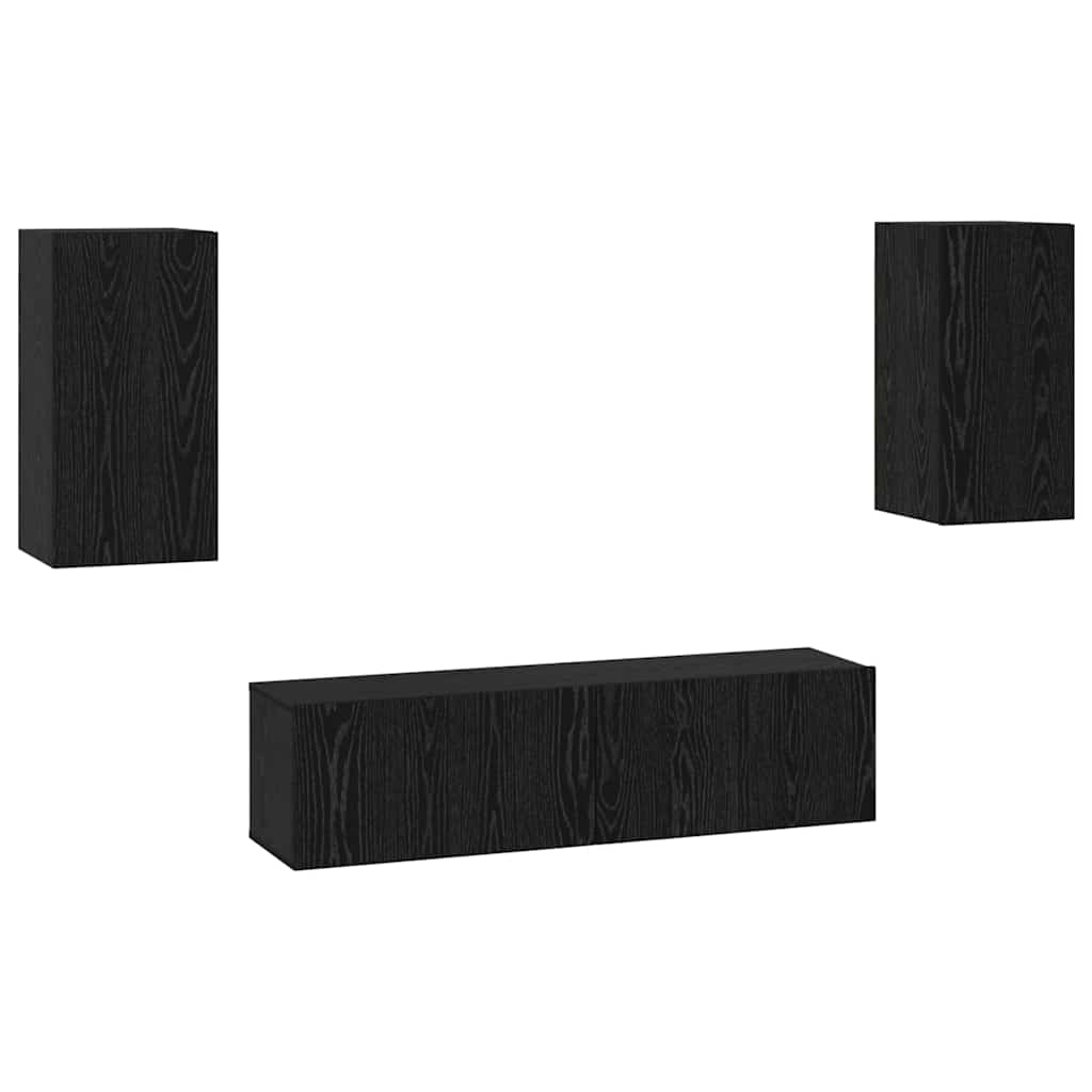 Set comodă TV cu raft Altele 4 pcs Stejar negru Mediu 60 x 30 x 30 cm GartenMobel Dekor