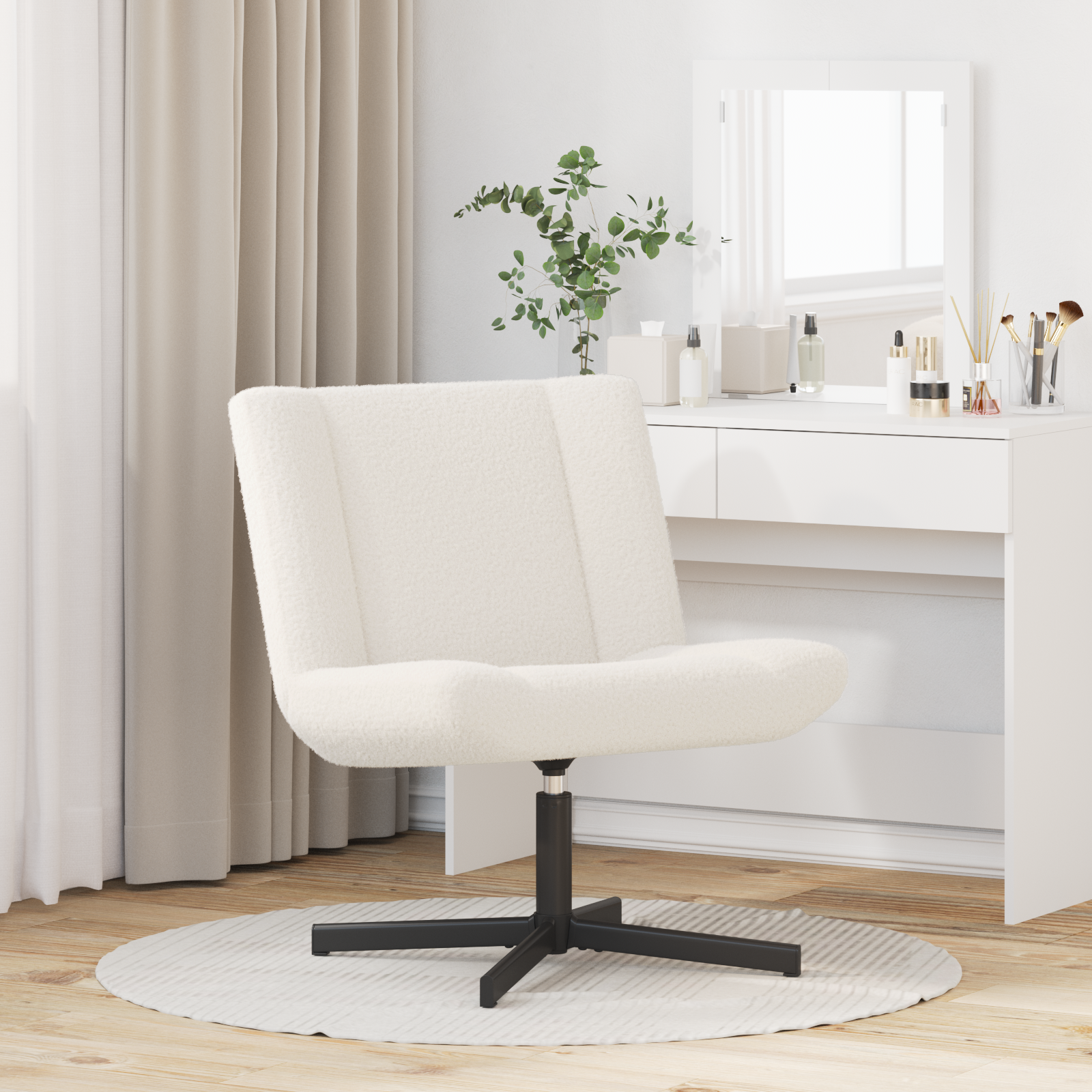 Scaun Accent Crem Țesătură Mediu Ergonomic Scaun Accent GartenMobel Dekor