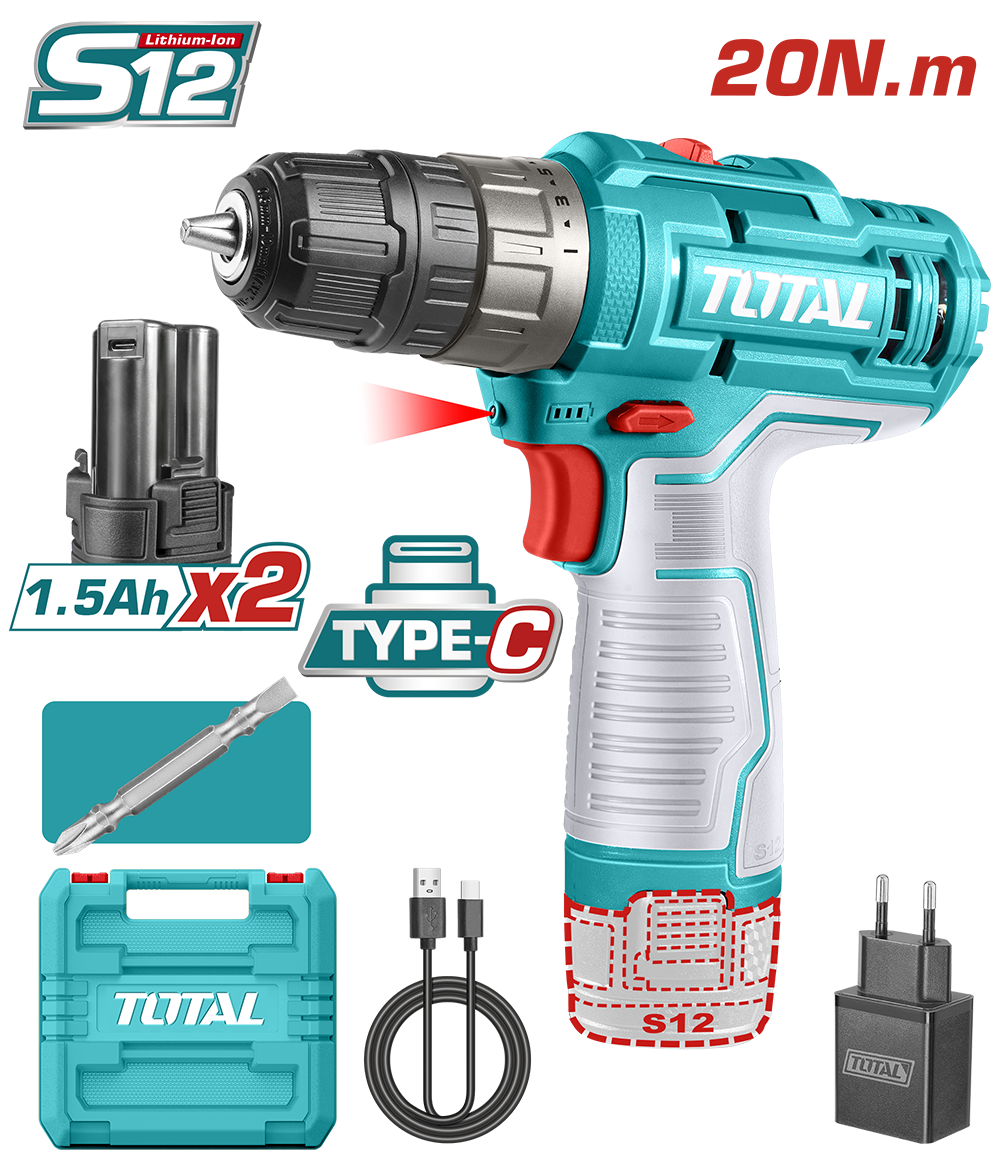 TOTAL - MASINA DE GAURIT CU ACUMULATOR 12V/LED LI-ION (2 ACUMULATORI 1.5Ah) PowerTool TopQuality