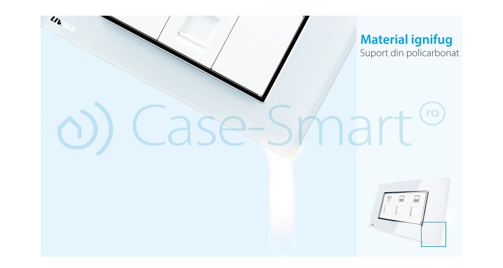 Priza telefon+dubla internet Livolo cu rama din sticla - standard italian SmartElectro IntelligentHouse