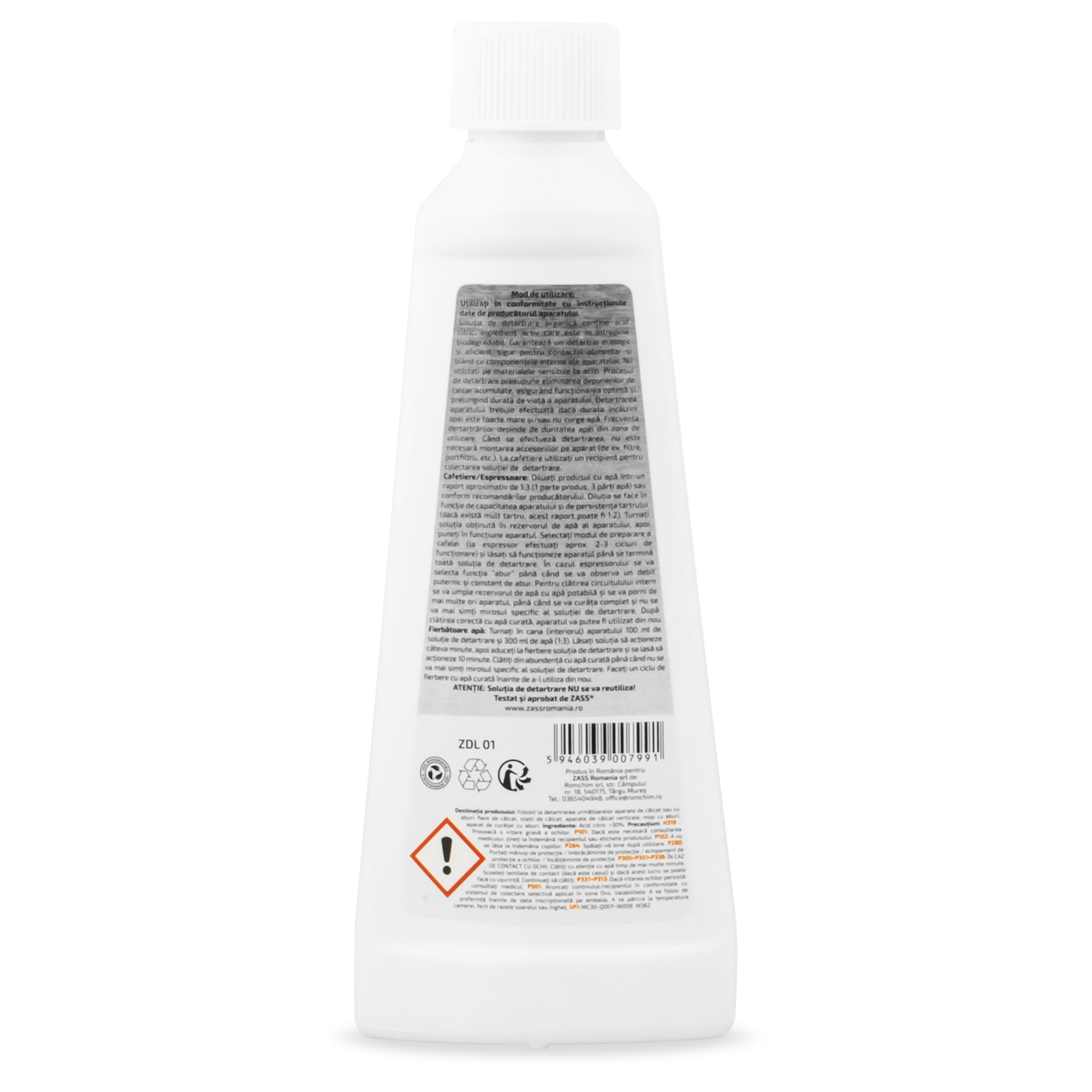 DECALCIFIANT LICHID BIO pentru cafetiere, ceainice si espressoare ZASS ZDL 01 -250 ML ProDesign DailyAppliances