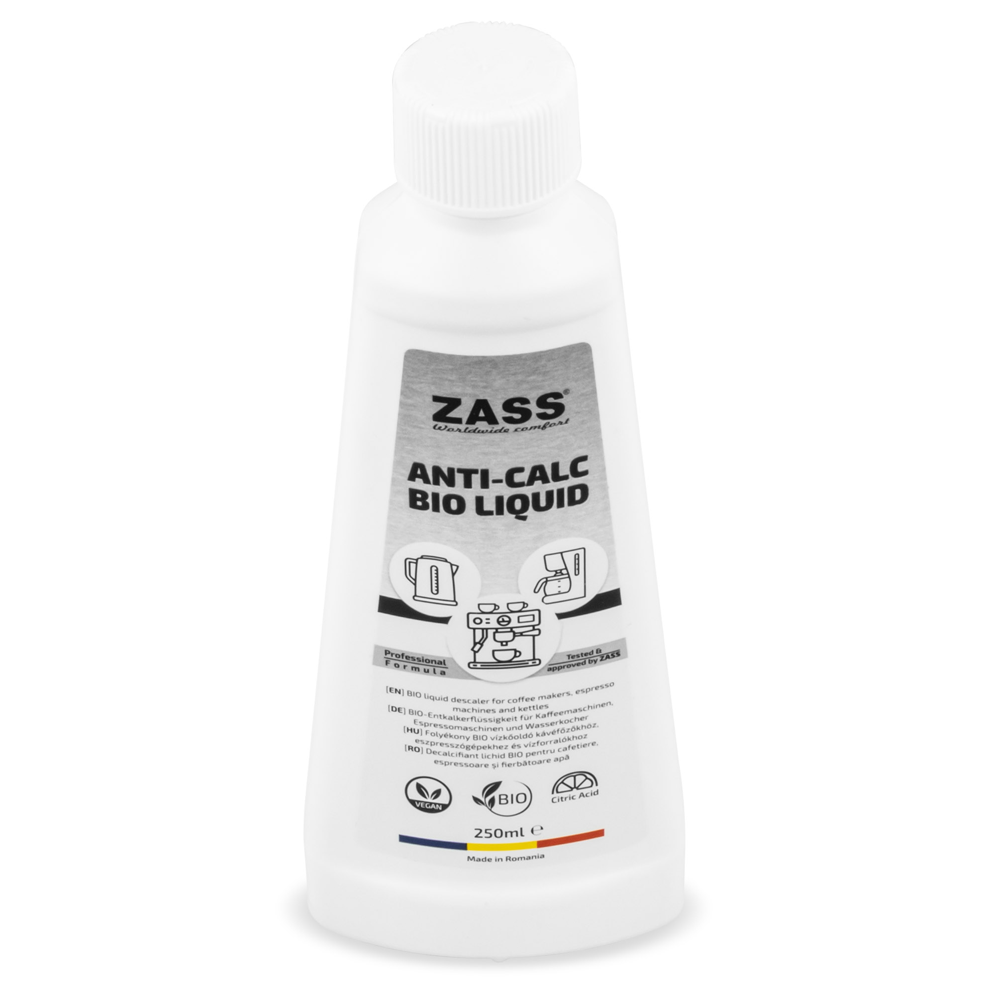 DECALCIFIANT LICHID BIO pentru cafetiere, ceainice si espressoare ZASS ZDL 01 -250 ML ProDesign DailyAppliances