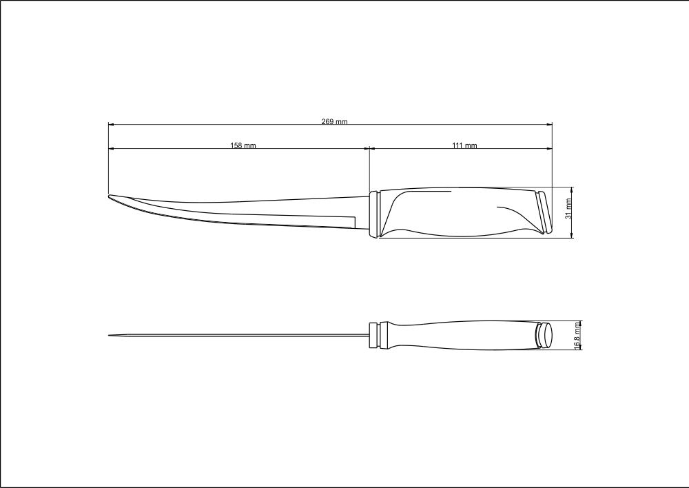 Cutit pescuit, inox, lungime lama 152 mm, maner din polipropilena ProChef Cookware