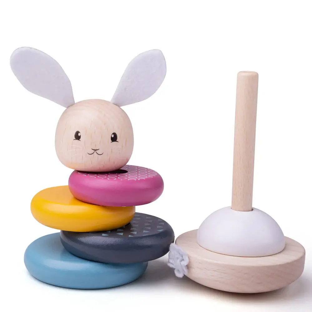 Piramida din lemn - Iepuras (pastel) PlayLearn Toys