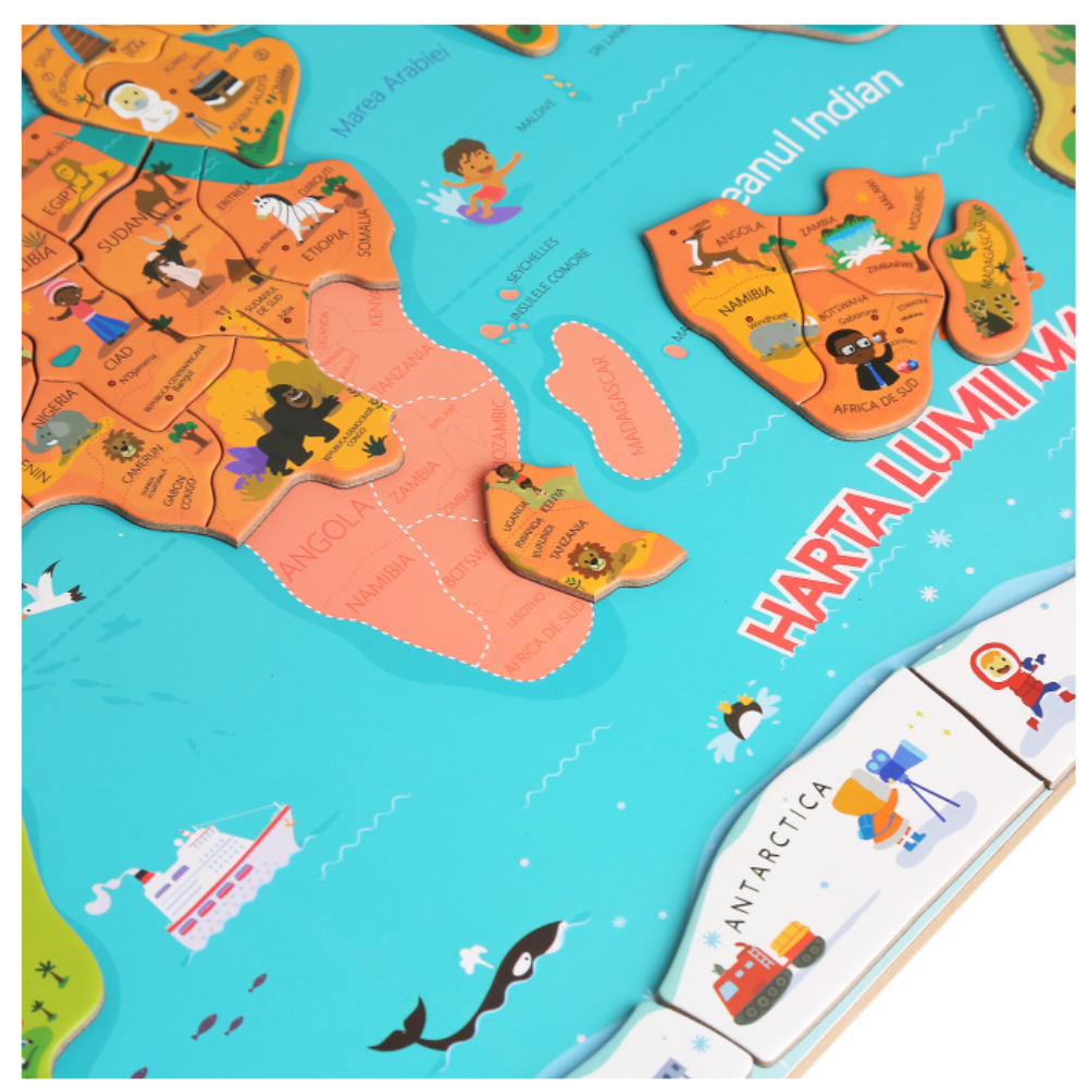 Harta lumii mare - puzzle magnetic (lb.romana) PlayLearn Toys