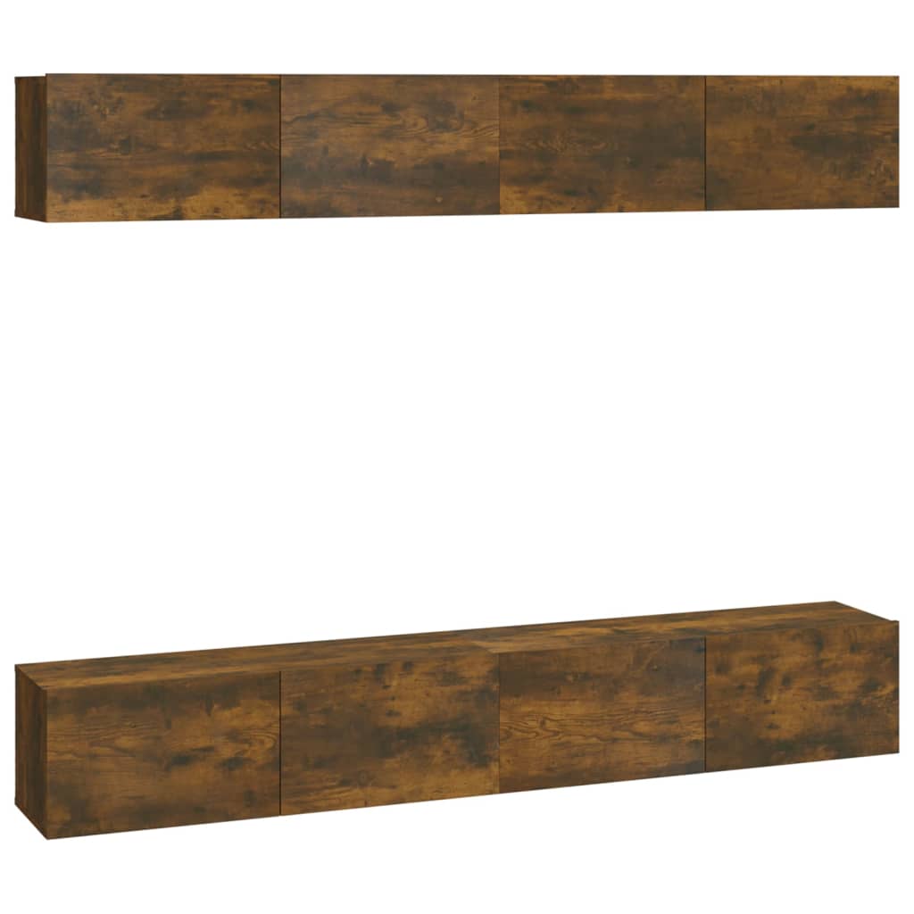 Dulapuri TV de perete, 4 buc, stejar afumat, 100x30x30 cm GartenMobel Dekor