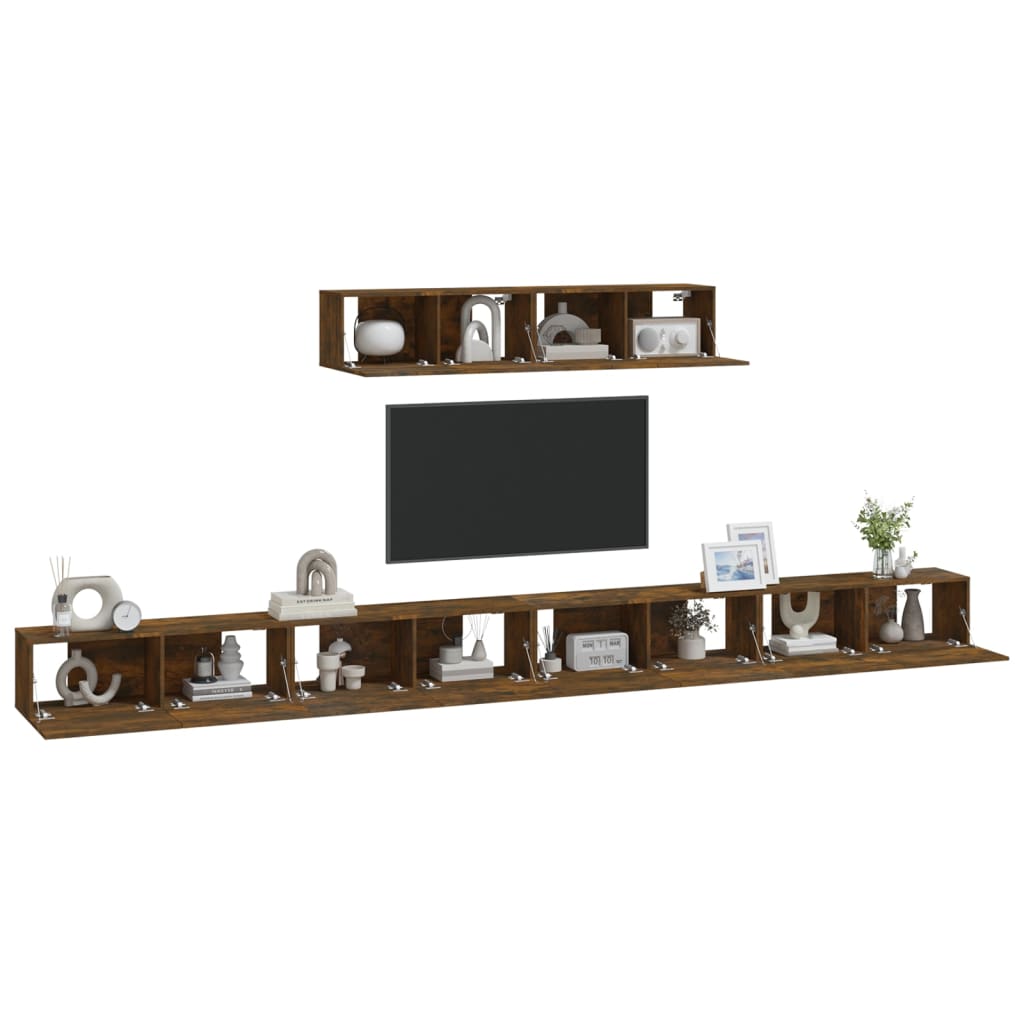 Set dulapuri TV, 6 piese, stejar fumuriu, lemn prelucrat GartenMobel Dekor