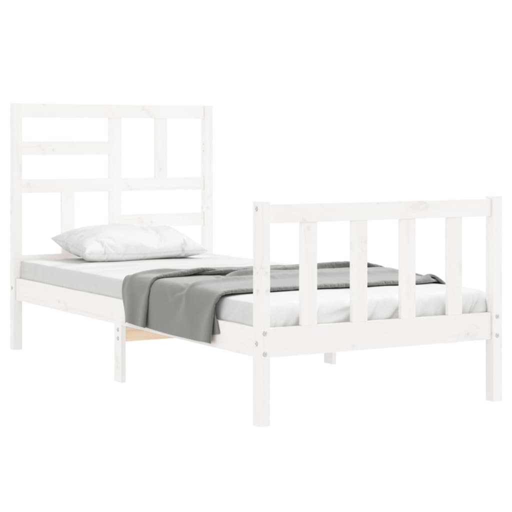 Cadru pat fără saltea, alb, 100x200 cm, lemn masiv pin GartenMobel Dekor