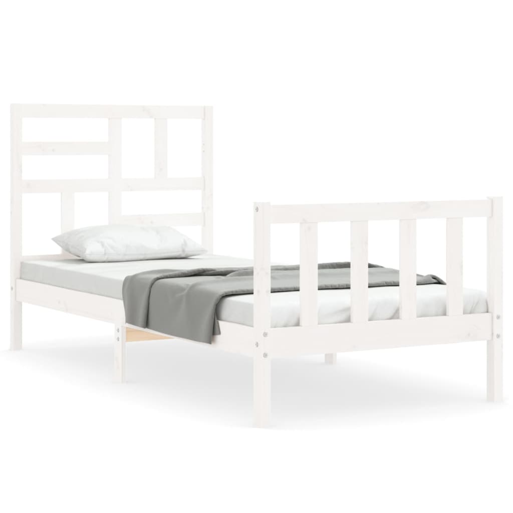 Cadru pat fără saltea, alb, 100x200 cm, lemn masiv pin GartenMobel Dekor