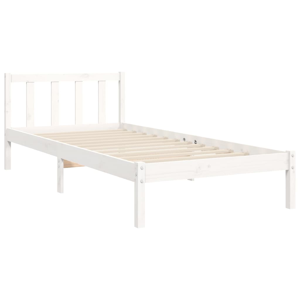 Cadru pat fără saltea, alb, 100x200 cm, lemn masiv pin GartenMobel Dekor