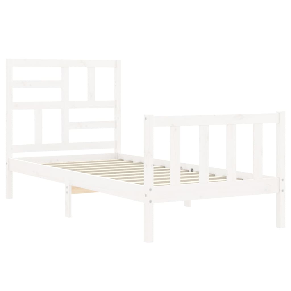 Cadru pat fără saltea, alb, 100x200 cm, lemn masiv pin GartenMobel Dekor