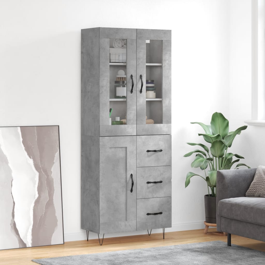 Dulap înalt, gri beton, 69,5x34x180, lemn compozit GartenMobel Dekor