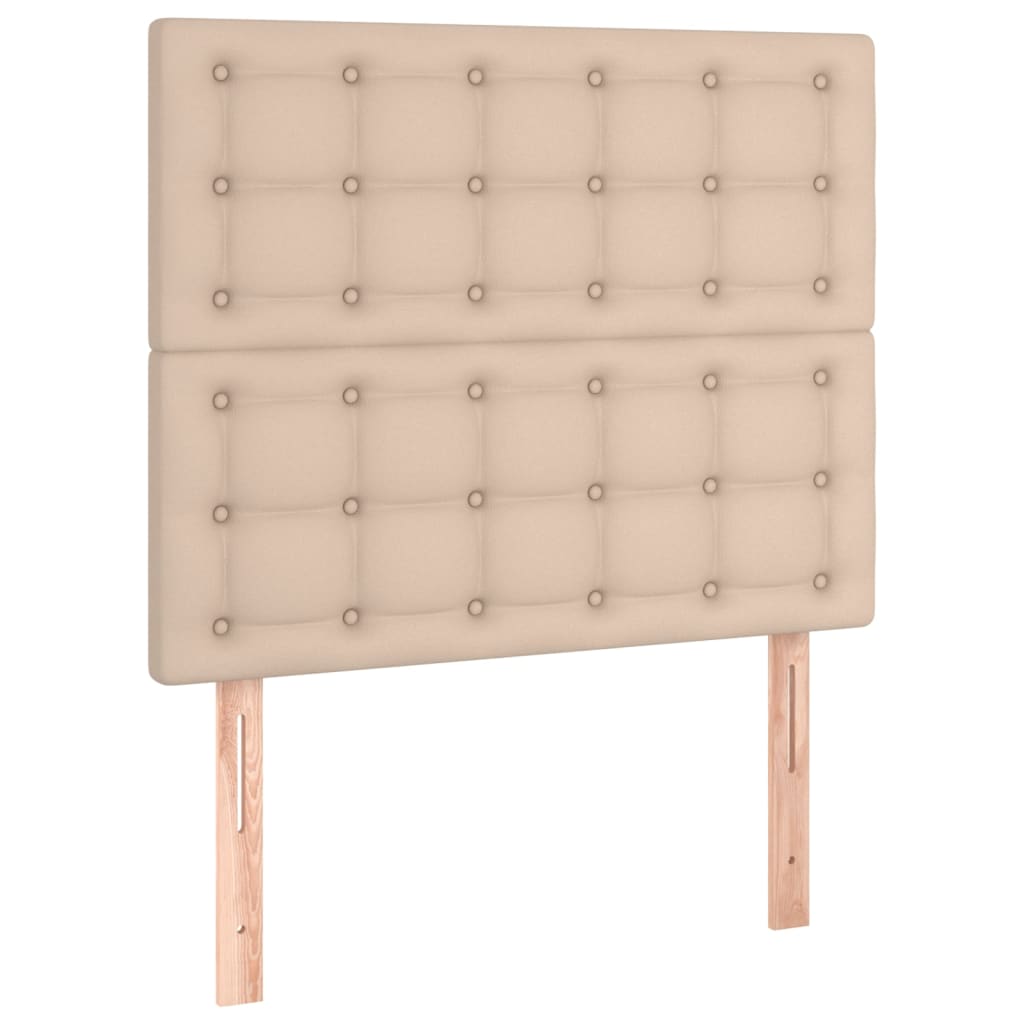 Pat box spring cu saltea, cappuccino, 90x190 cm piele ecologică GartenMobel Dekor