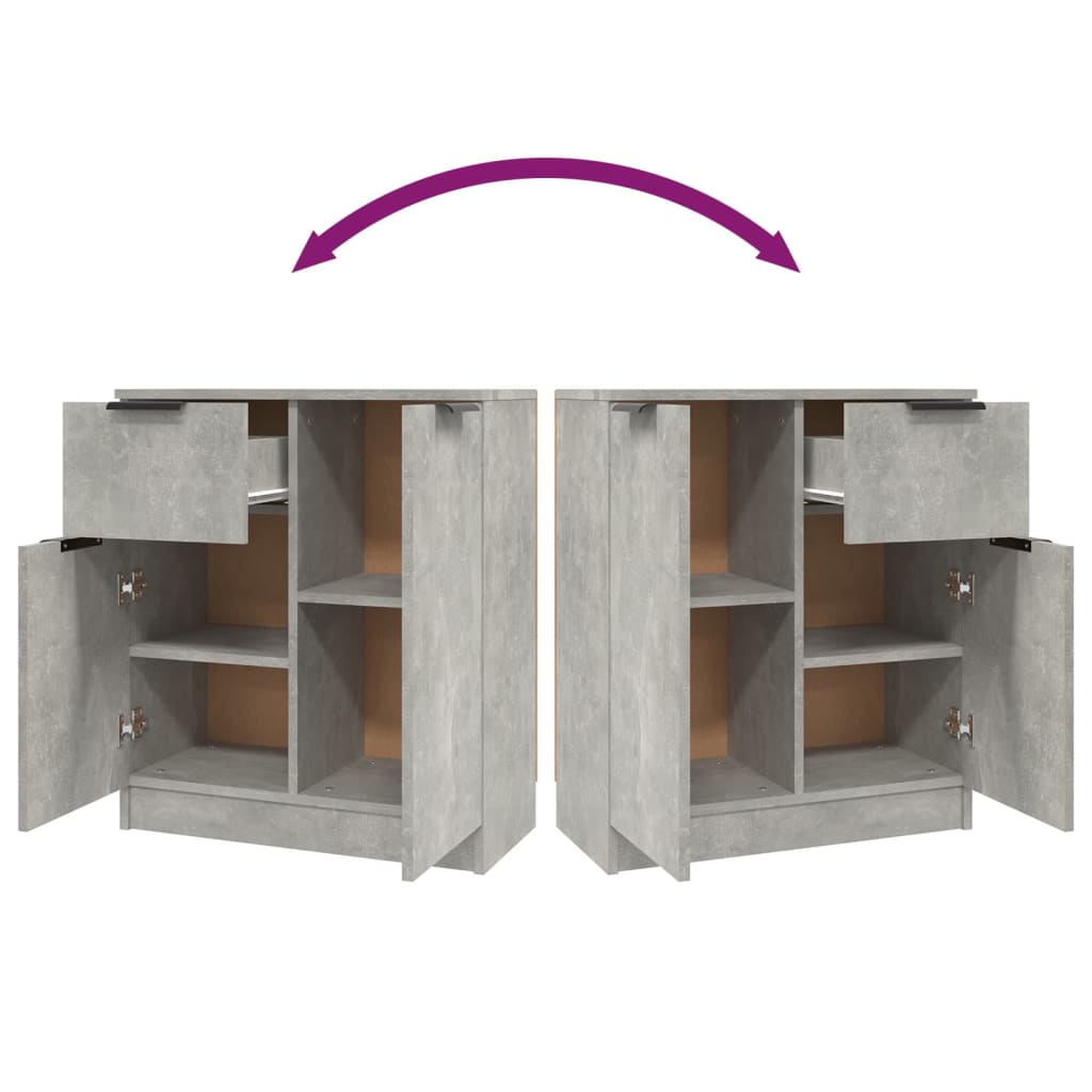 Servante, 2 piese, gri beton, 60x30x70 cm, lemn prelucrat GartenMobel Dekor