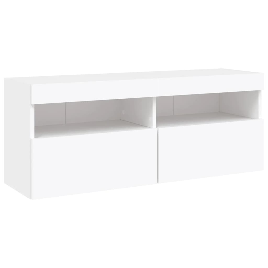 Unități de perete TV cu LED-uri, 5 piese, alb, lemn prelucrat GartenMobel Dekor