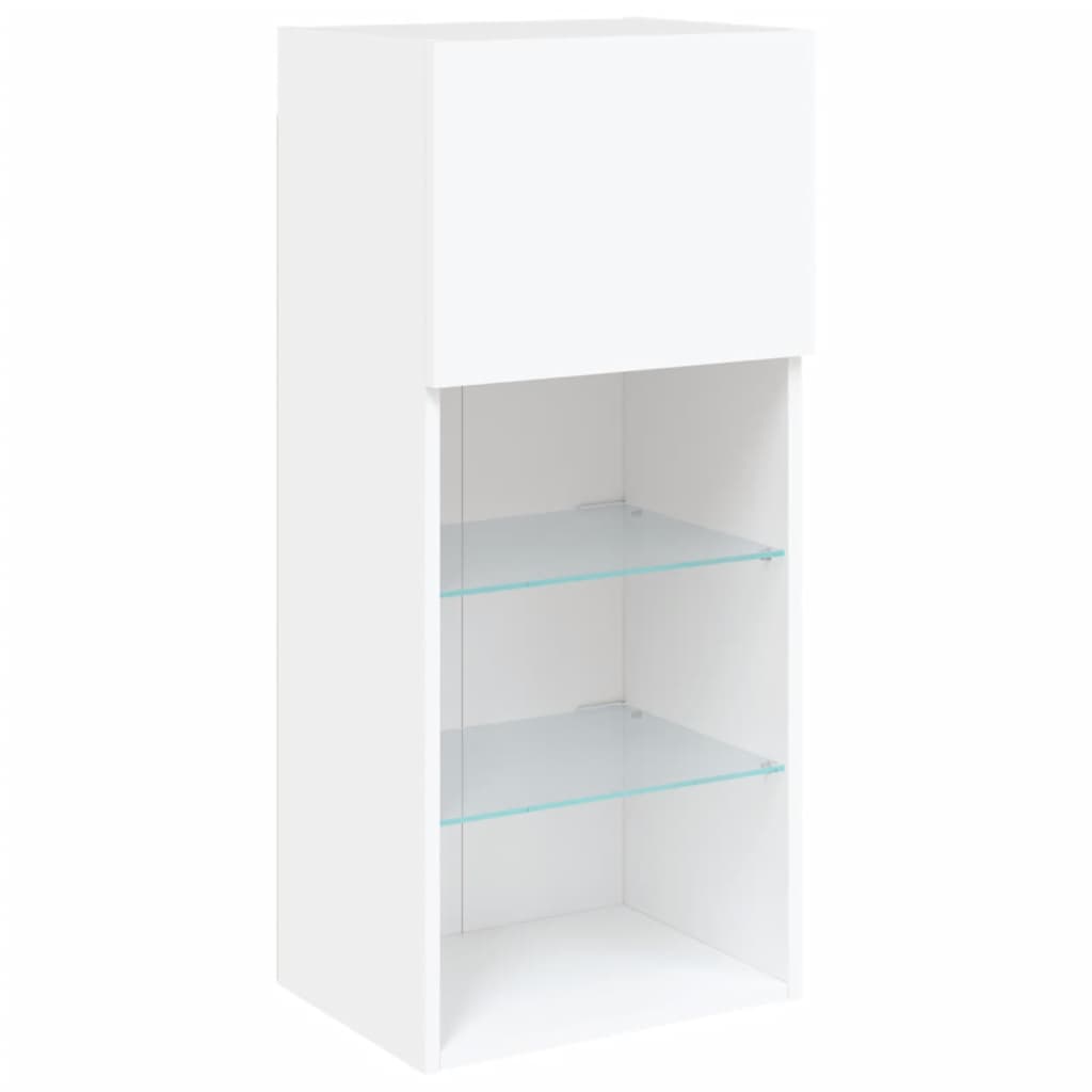 Unități de perete TV cu LED-uri, 5 piese, alb, lemn prelucrat GartenMobel Dekor