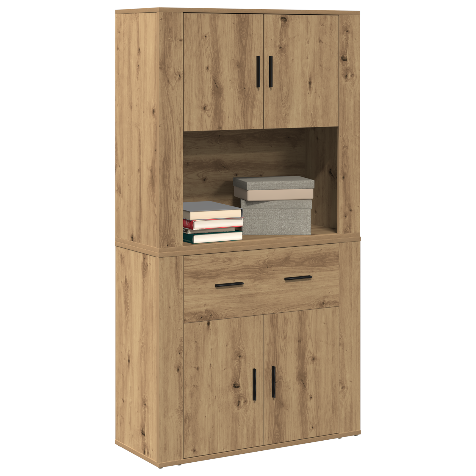 Highboard Stejar Artizanal 80x33x150 cm Lemn Prelucrat GartenMobel Dekor