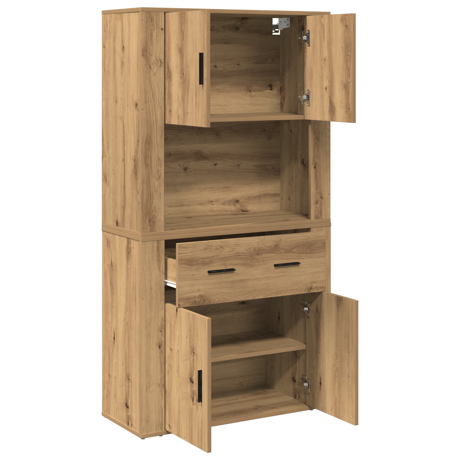 Highboard Stejar Artizanal 80x33x150 cm Lemn Prelucrat GartenMobel Dekor