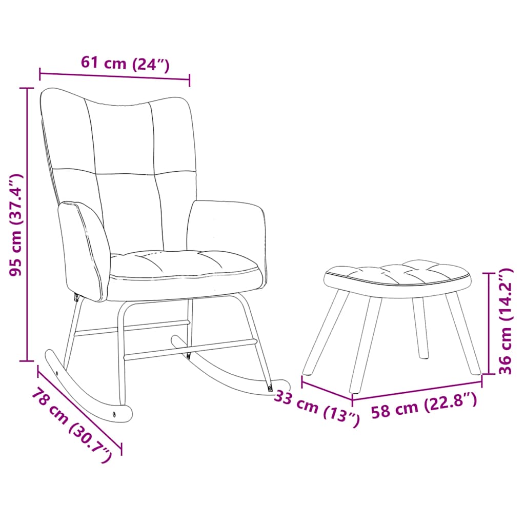 Scaun balansoar cu taburet, albastru, material textil GartenMobel Dekor