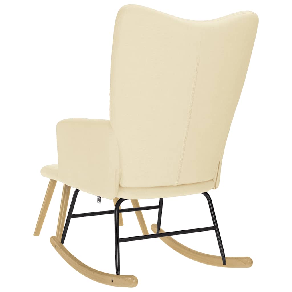 Scaun balansoar cu taburet, crem, material textil GartenMobel Dekor