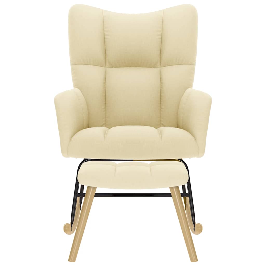 Scaun balansoar cu taburet, crem, material textil GartenMobel Dekor