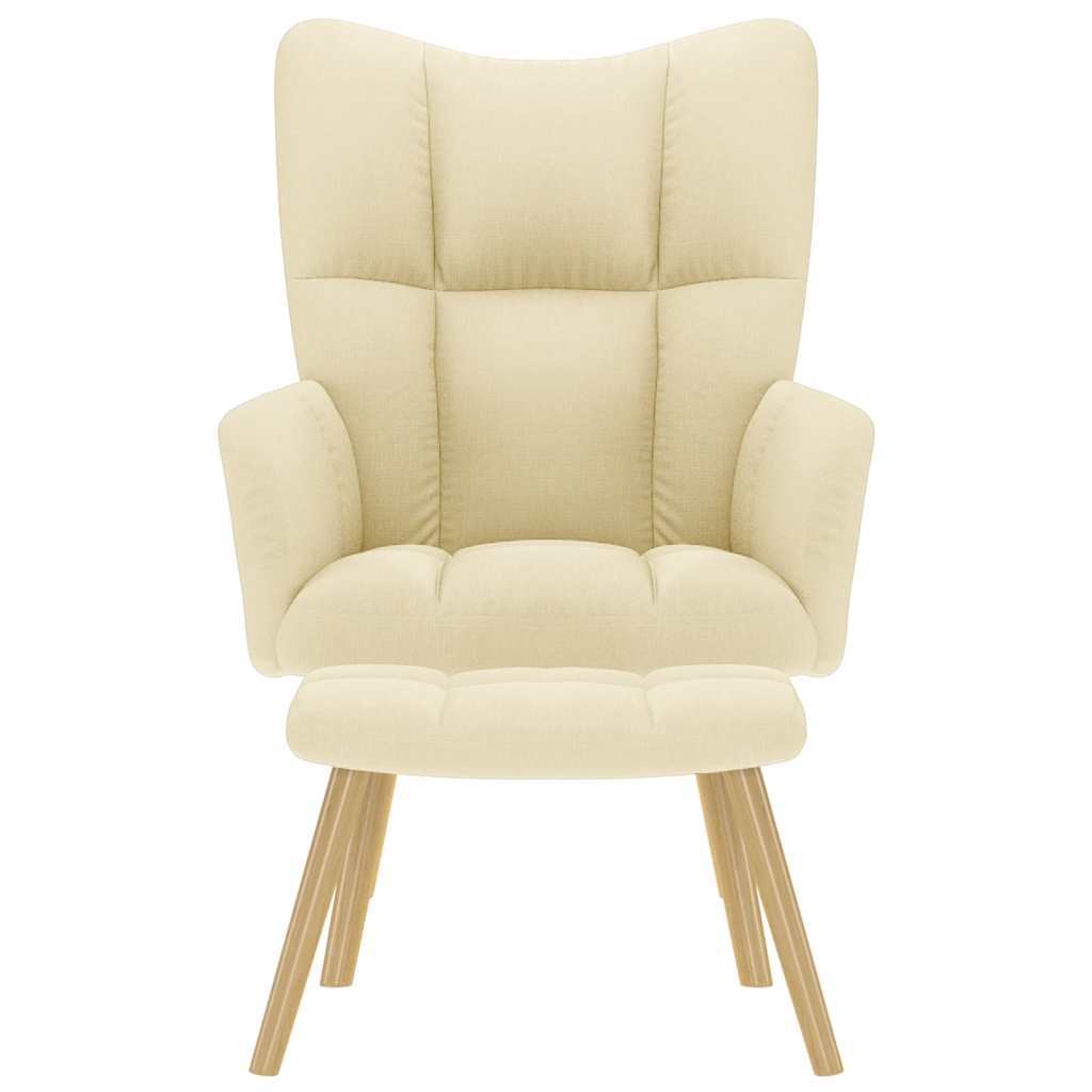 Scaun de relaxare cu taburet, crem, textil GartenMobel Dekor
